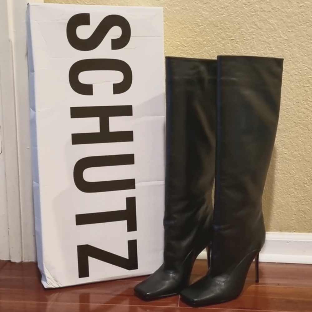 SCHUTZ Hadid Nappa Leather Boot Black Size 8.5